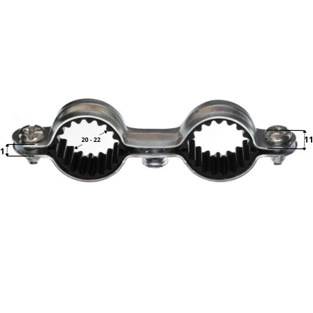 1 x Dobbelt lydisolerende fastgørelseskrave M7X150 diameter 20 elforzinket stål