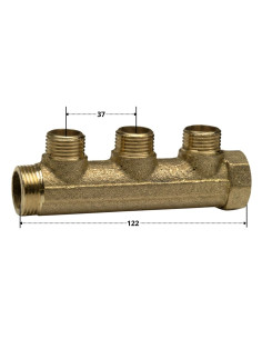 Manifold 3 udgange 26X34 (3/4") han/hun Messing til... 2
