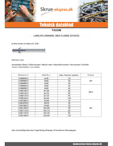 1 x Plug Nylon Lang krave 6X40 for Skrue 4