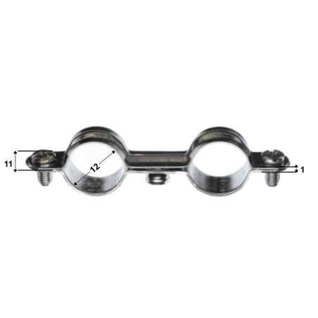 1 x Dobbelt metalslangeklemme M7X150 diameter 12 elforzinket stål