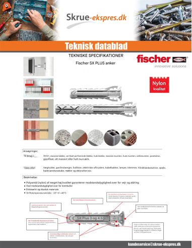 1 x Ekspansionsplug Fischer SX MERE 8X40 Nylon