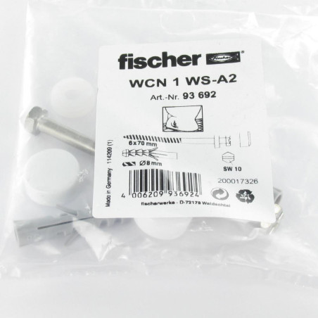 1 x SÆT Montering Toilet Skrue Messing 6X70 Fischer