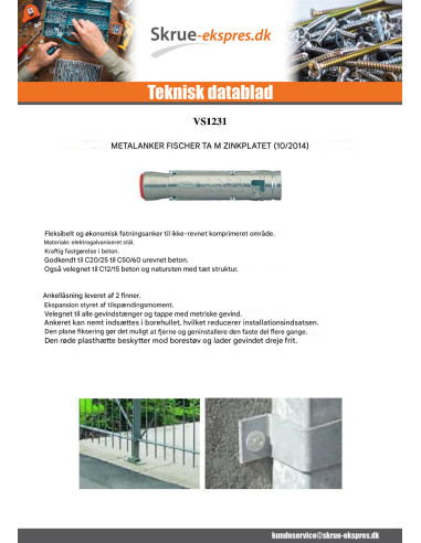 1 x Plug metalisk Fischer TAM12 M12X86...