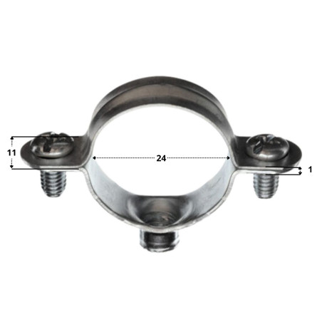 1 x Metal slangeklemme M7X150 diameter 24 elforzinket stål