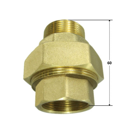 1 x Lige unionsfitting 20x27 (3/4") han/hun Messing Figur 341