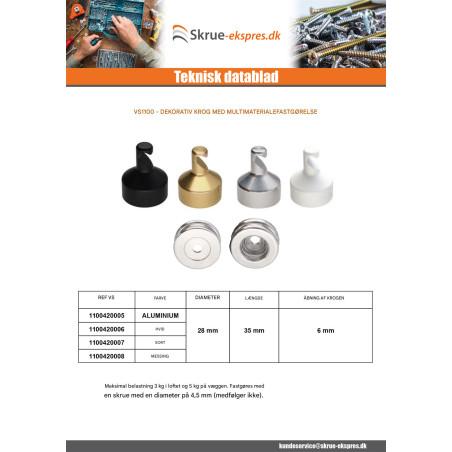 1 x Krog dekorativ Aluminium Hvid med fastgørelse multimateriale L'ATTACHANTE