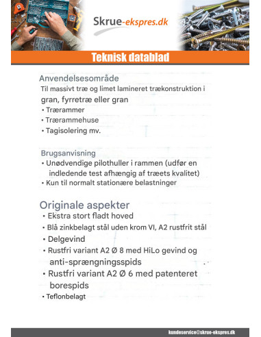 1 x Træ og spånplade skrue skive hoved T25...