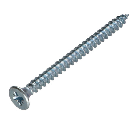 1 x Træ og spånplade skrue forsænket hoved Pozi PZ8 4X60 Fuld trÃ¥d elforzinket stål 240 timers saltspray uden