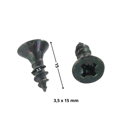 1 x Træ og spånplade skrue forsænket hoved Pozi PZ8 3,5X15 Fuld trÃ¥d sort galvaniseret
