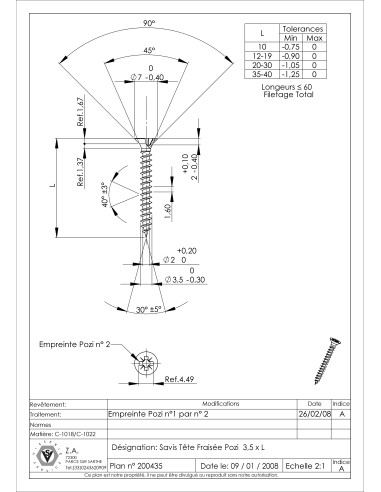 1 x Træ og spånplade skrue forsænket hoved Pozi...