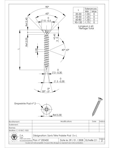 1 x Træ og spånplade skrue forsænket hoved Pozi...