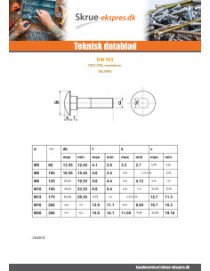 Vognbolt M10X155 delvis gevind elforzinket stål 2