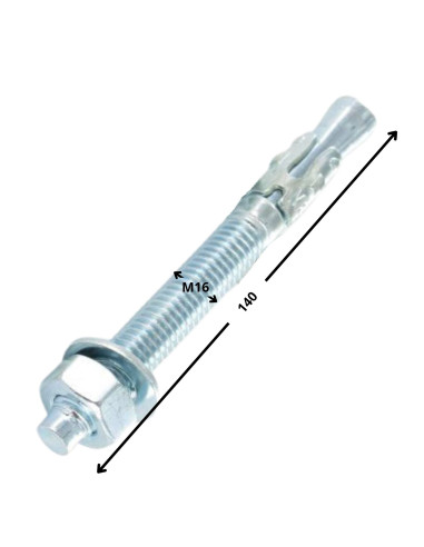 1 x Stift Anker M16X140 elforzinket stål