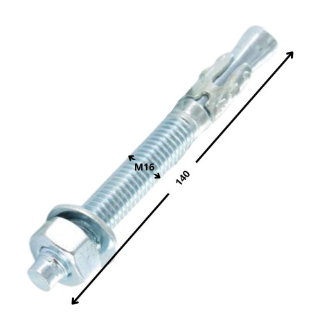 1 x Stift Anker M16X140 elforzinket stål
