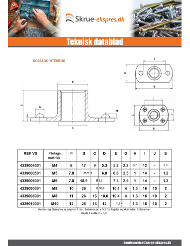 1 x Cylindrisk møtrik til svejsning M4 17X9...