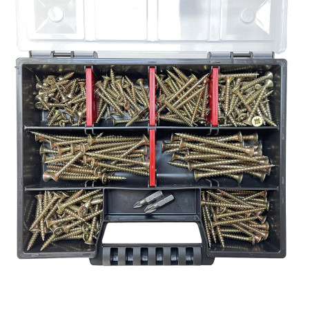 1 x Udvalg 280 Træ og spånplade skrue forsænket hoved TORX spids anti-kløvning type 17 cut gul zink