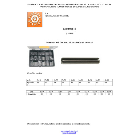 1 x Udvalg 810 Stift ELAST Rustfrit stål A2