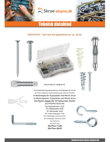 1 x Udvalg 455 Skrue og Plug gipsplader