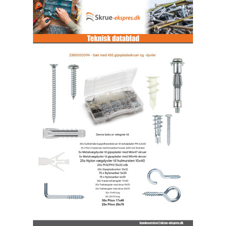 1 x Udvalg 455 Skrue og Plug gipsplader