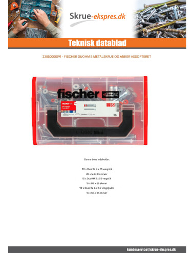 1 x Udvalg Skrue og Plug metalisk Fischer DUOHM S