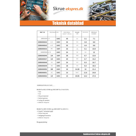 1 x SÆT +NET RAPPORT M12X18 trin 175