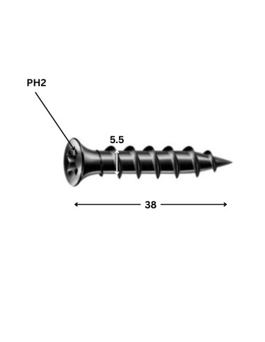 1 x Skrue til gipsplade Spax 5,5X38 Fostfat...