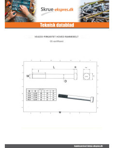 Bolt med møtrik Tømrer M14X350 firkantet hoved 24X24X10... 2