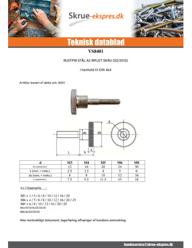 1 x Vis m-hastighed riflet M6X20 Rustfrit stål