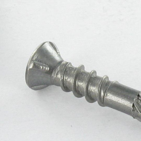 1 x V.TKR Ansatsskrue forsænket hoved T25 5X70 spids anti-kløvning type 17 cut Rustfrit stål A2 Brun