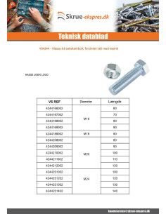 Bolt med møtrik Sekskantet hoved M16X90 Klasse 8.8... 2